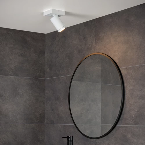 Lucide TAYLOR - Spot plafond Salle de bains - LED Dim to warm - GU10 - 1x5W 2200K/3000K - IP44 - Blanc - ambiance 1